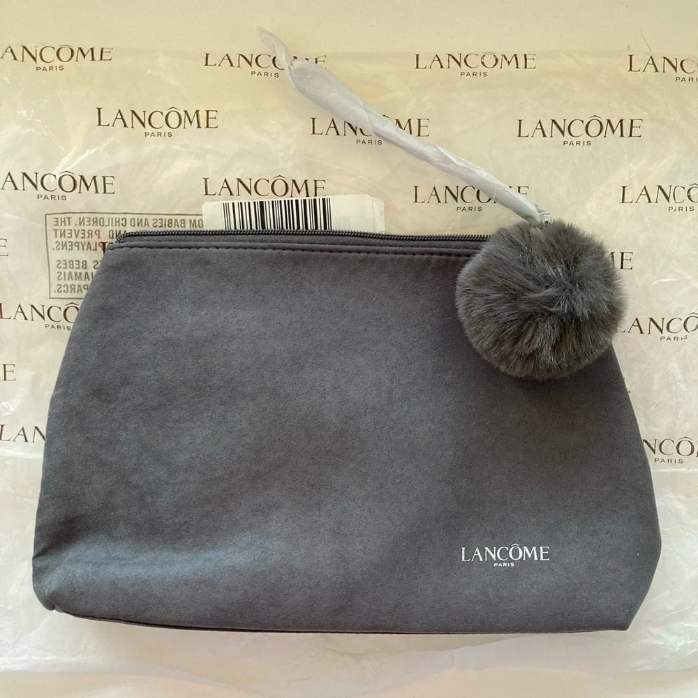 Lancome Gray Wristlet/Cosmetic Bag Brand New